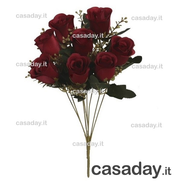 ROSE BOCCIOLI MAZZO 8 FIORI CM.43 